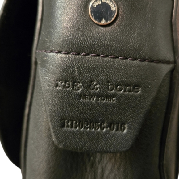Rag & Bone Black Leather Saddle Bag Silver Tone Hardware Magnetic Flap Closure - Picture 7 of 12